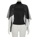 FDYOUI Woman Black Corset with Cover-ups 2-piece Sets Chic Sexy Hollow Out Evening Party Tops Female Blouses Shirts High Street