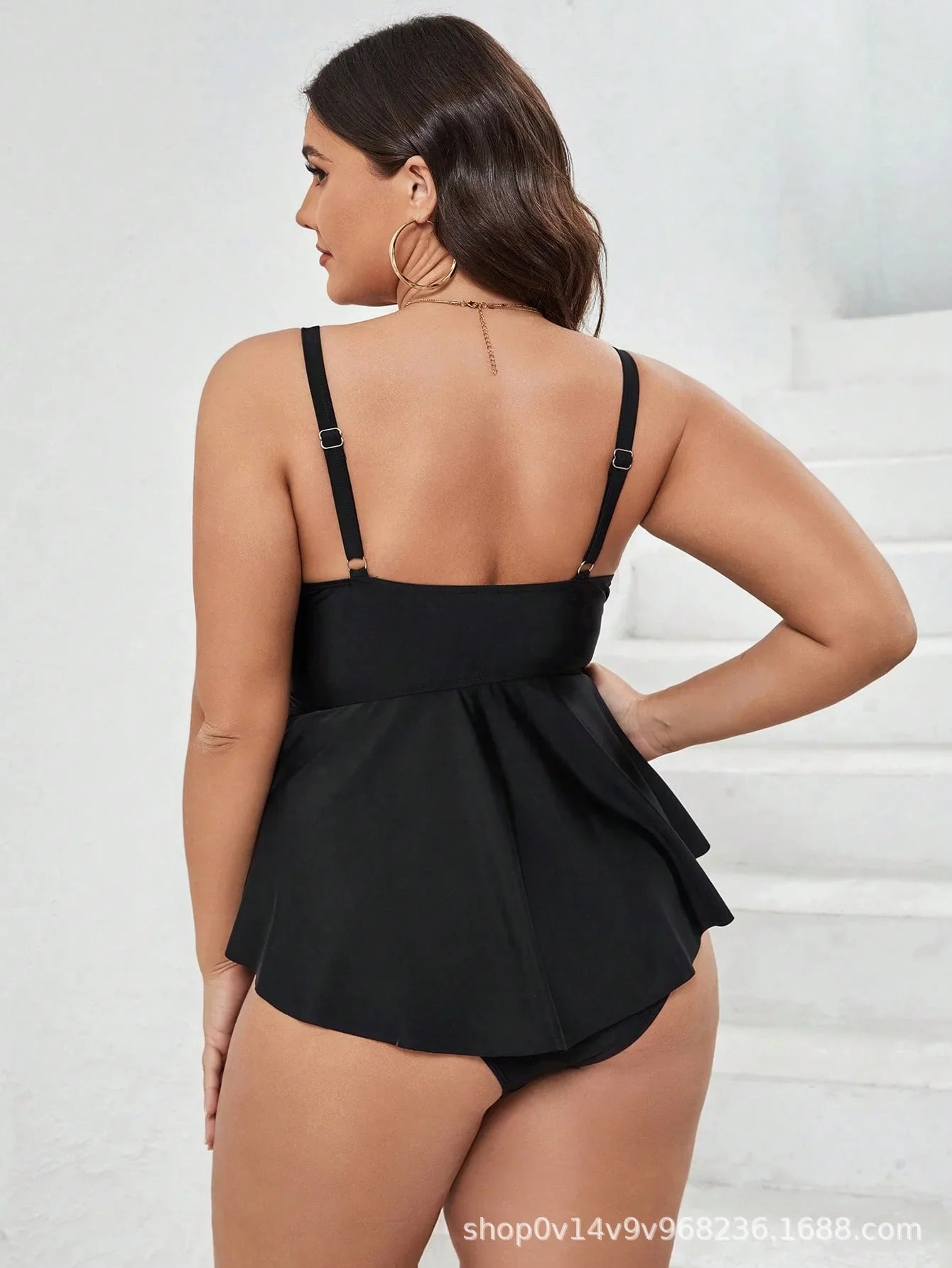 VigoJany 2026 Solid Patchwork Plus Size Tankini Women Push Up High Waist Big 2 Piece Swimsuit Backless Beach Large Bathing Suit