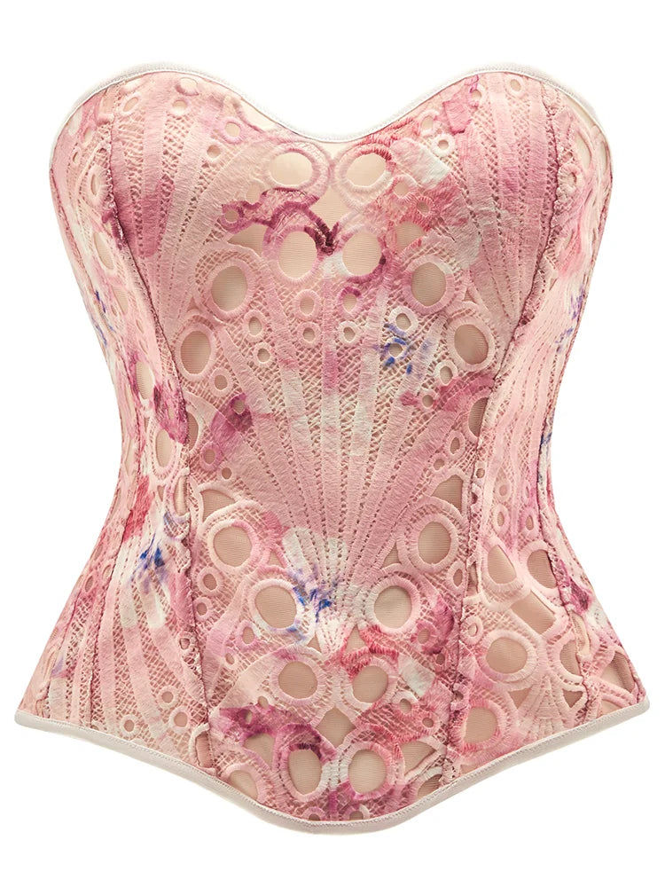 European and American waist cinching jacquard court corset abdominal and chest support tight fitting shapewear bone suit summer