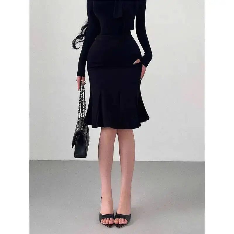 Pure Desire Style Gentle Sexy High Waist Slimming Ruffled Mid-Length Bodycon Mermaid Skirt Slim Women Mini Skirts 2026 New EVP8