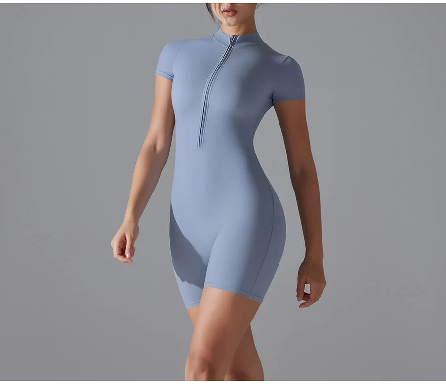 Yoga suit women jumpsuit One-Piece Suit short sleeved shorts Gym Push Up Workout Clothes Fitness Bodysuit Sportswear Tracksuit