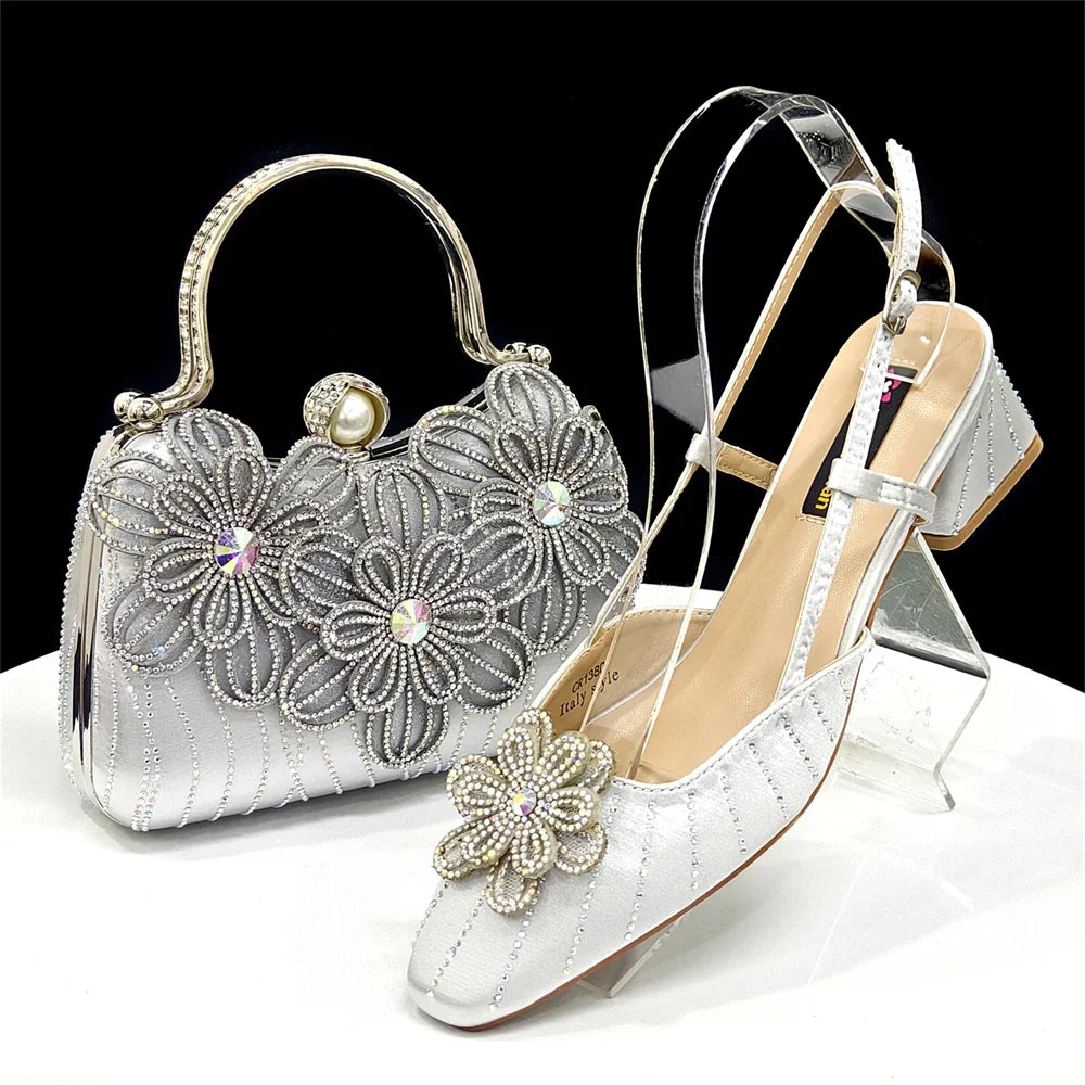 Doershow Italian Shoe and Bag Set New 2025 Women Shoes and Bag Set In Italy GREEN Italian Shoes with Matching Bag HW1-1
