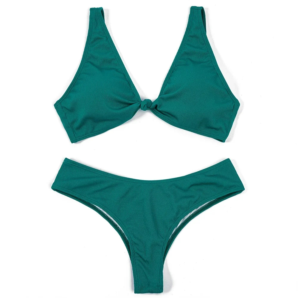 ZTVitality Solid Knotted Sexy Women Swimsuit 2025 New Arrival Bikini Push Up Padded Bra Beach Swimwear Female Brazilian Biquini