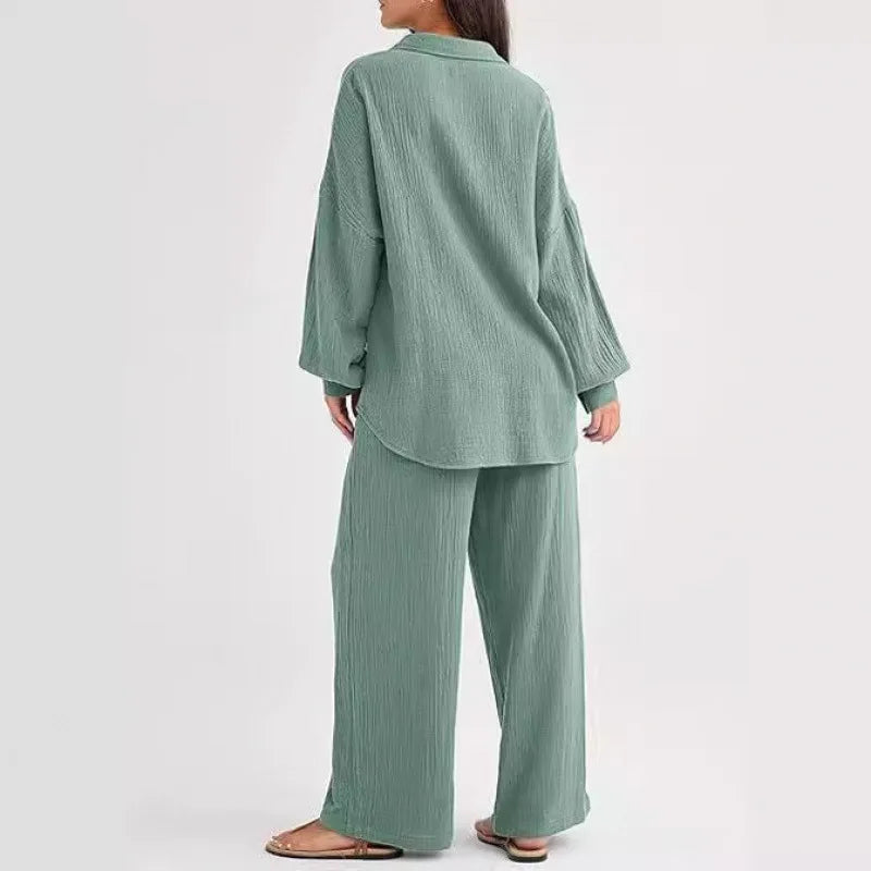 2026 Spring and Summer Casual Suit New Fashion Suit Loose Casual Top Wide Leg Pants Two-piece Set for Women