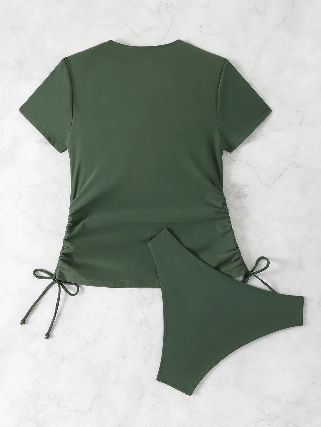 Short Sleeves Two Pieces Swimsuit Women Tankini 2026 Black Zipper Swimwear Female Beach Wear Bathers Bathing Swimming Swim Suit