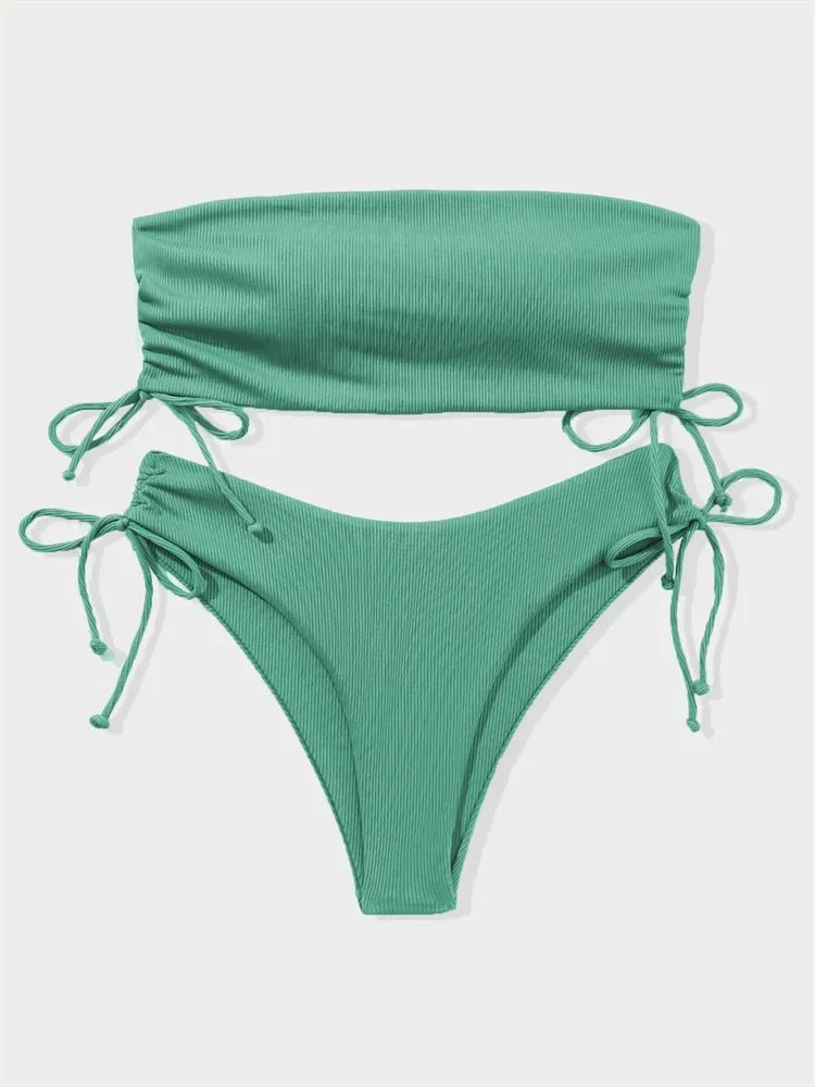 Sexy Bandeau Bikinis 2025 Women Brazilian Swimwear Female Swimsuit Two Pieces Bikini Set Bather Bathing Suits Girls Beach Wear