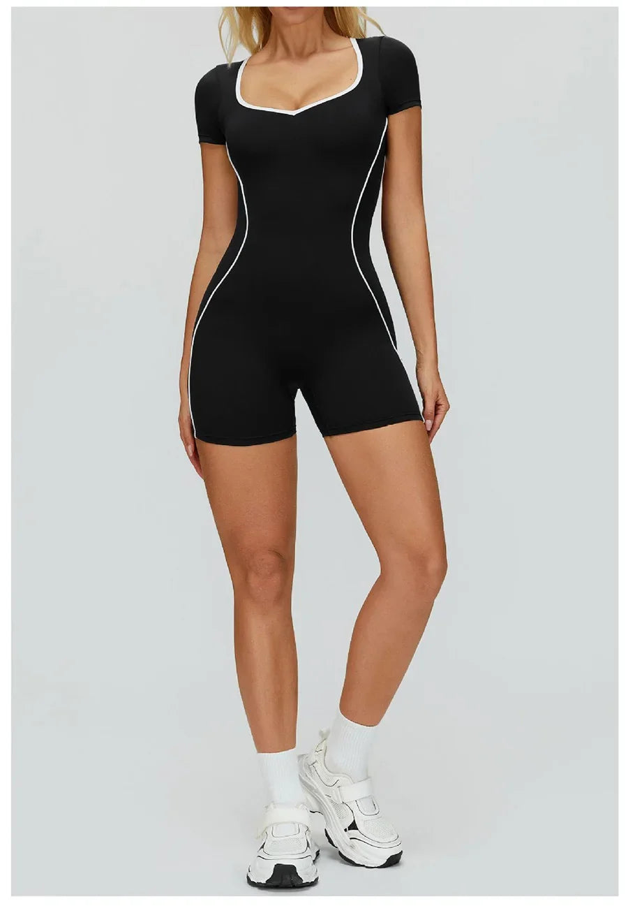 New Jumpsuit Yoga Shorts Backless Hollow Fitness Sportswear Workout Leggings One Piece Suits Sports Bodysuit Gym Women Clothes