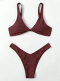 ZTVitality Solid Tie Sexy Bikini 2021 Hot Sale Padded Bra High Leg Bandage Push Up Bikini Set Brazilian Swimsuit Women Swimwear