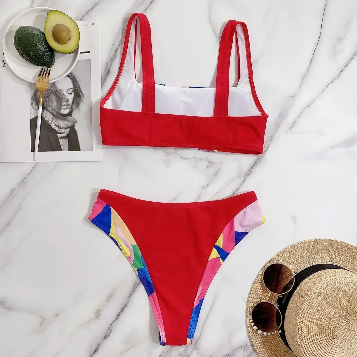 2026 Sexy Bikini Women Push Up Swimwear Swimsuit High Waist Multicolor Patchwork Bikinis Set Bathing Suit Beach Bikini Female
