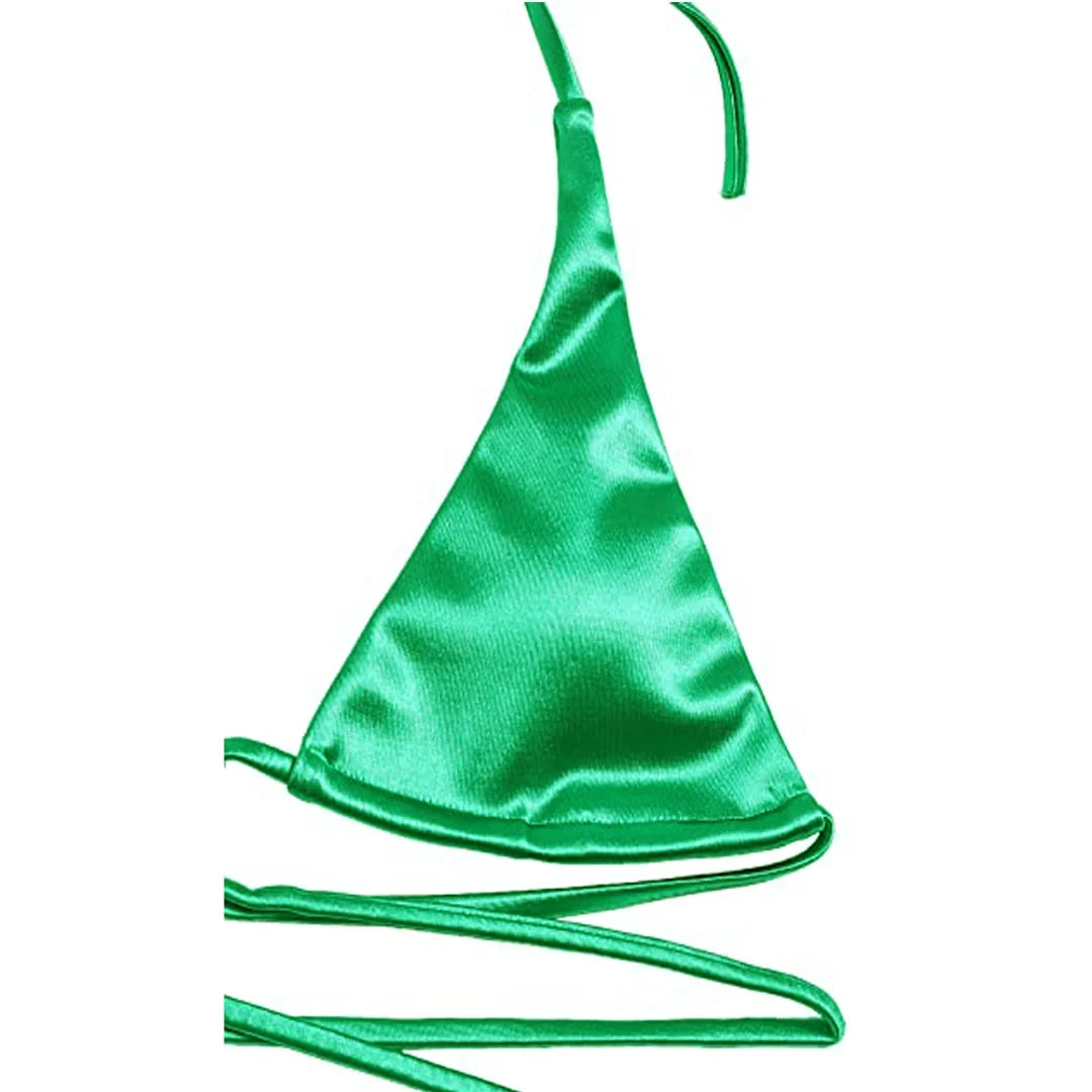 Sexy Satin Halter Brazilian Padded Bikini Female Swimsuit Women Swimwear Two-Pieces Bikini Set Bather Bathing Suit Swim V4966S