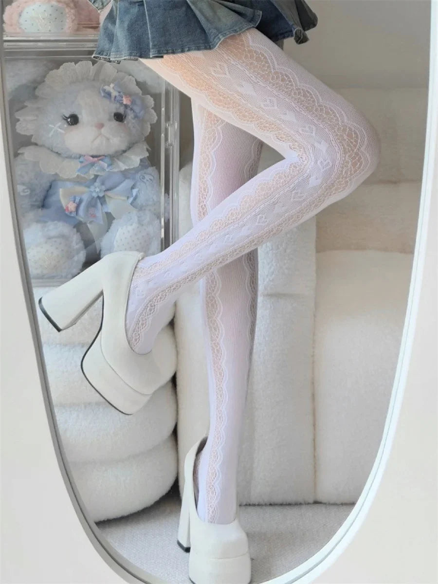 Women Y2K Lace Tights Stocking Elastic Fishnet Tights Pantyhose for Dress Date Club Cosplay Leggings Party Streetwear