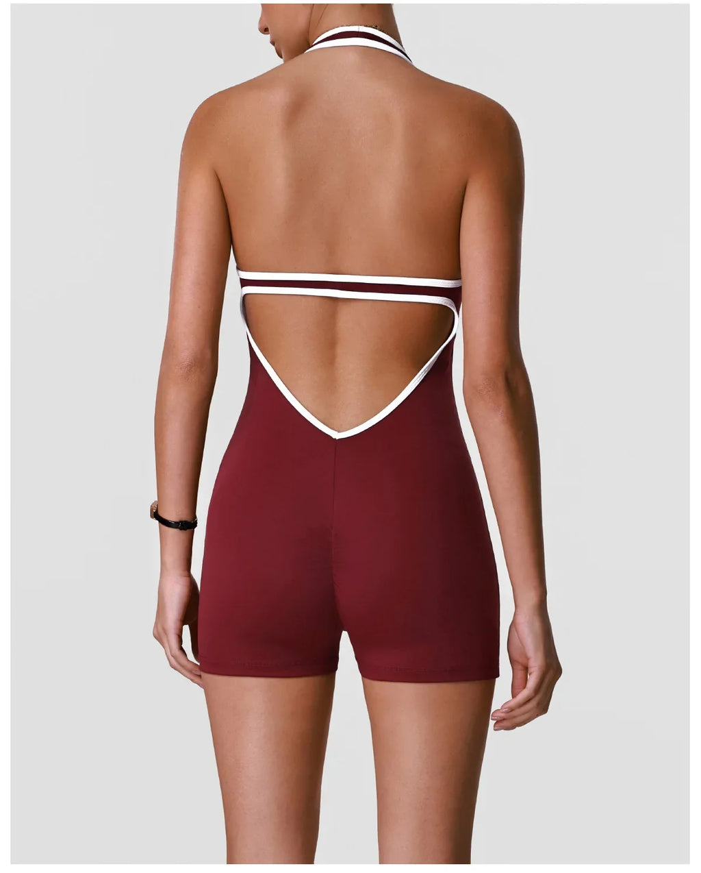 Color Blocking Yoga Jumpsuit Women Sleeveless Hollow Out Backless Slim Sports One Piece Short Suit Gym Running Fitness Rompers