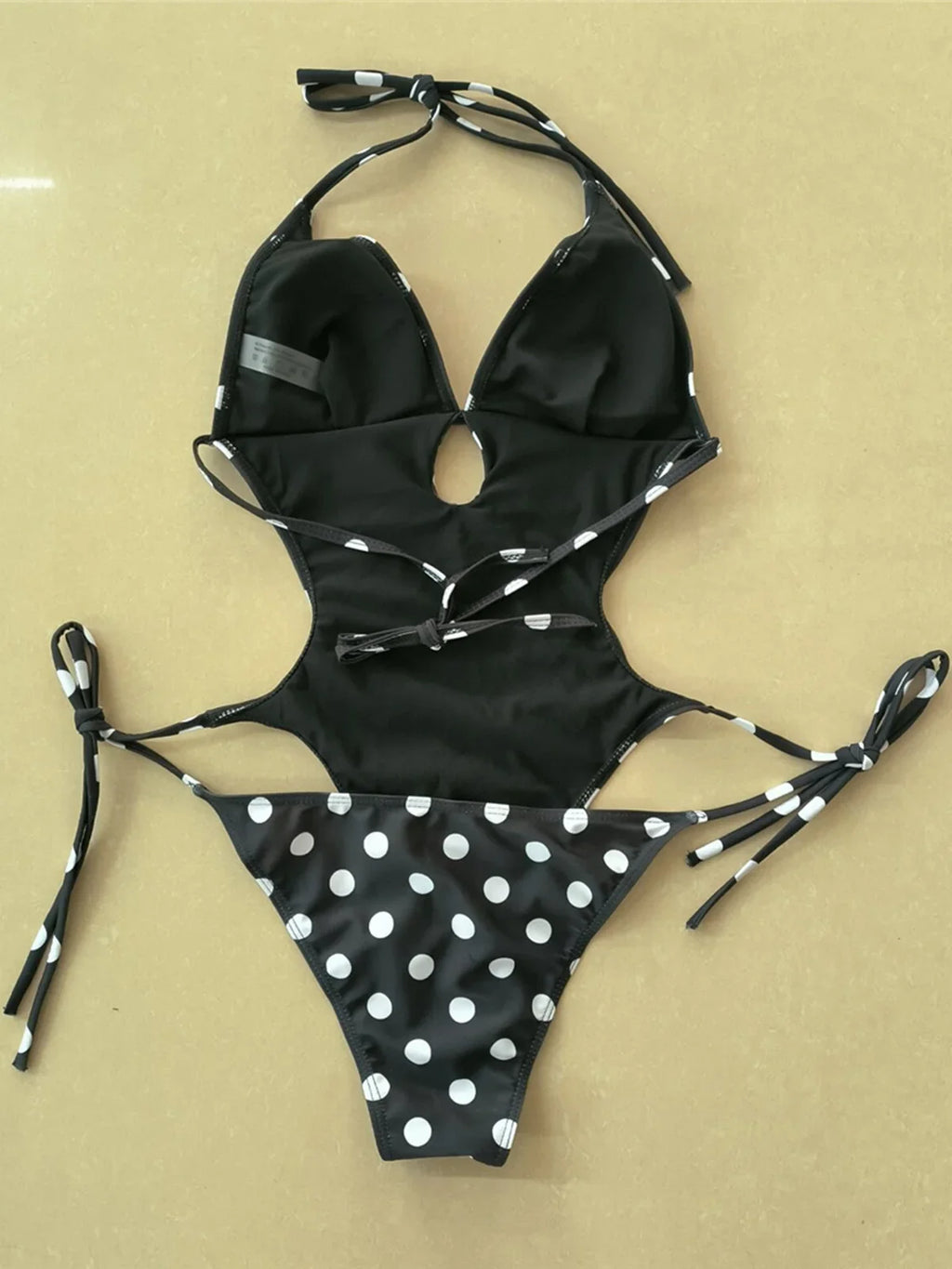 S - XL Polka Dots Halter High Leg Cut One Piece Swimsuit Women Swimwear Female Backless Monokini Bather Bathing Suit Swim V7539