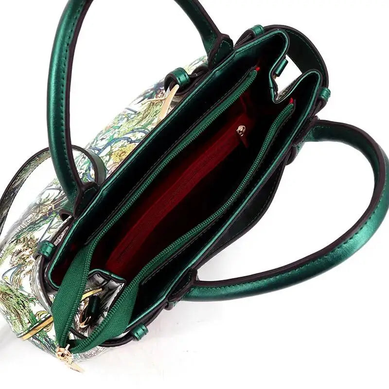 Jungle Pattern Women's Handbags Large Capacity Crossbody Bag Belt Lettering Decoration Shoulder Bag 2024 Designer Luxury Bag