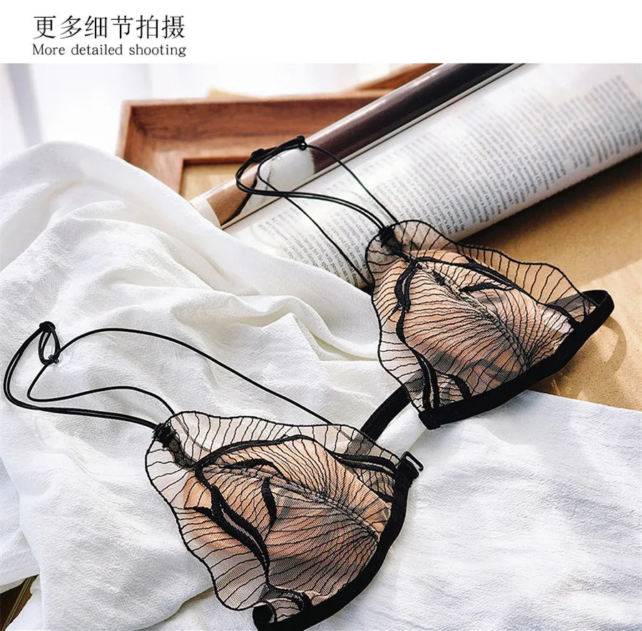 New French Style Lingerie Set Front Fastening Bra Non Padded Ultra Thin Elegant Lace Comfortable Summer Wear Women S-XL MOYISU