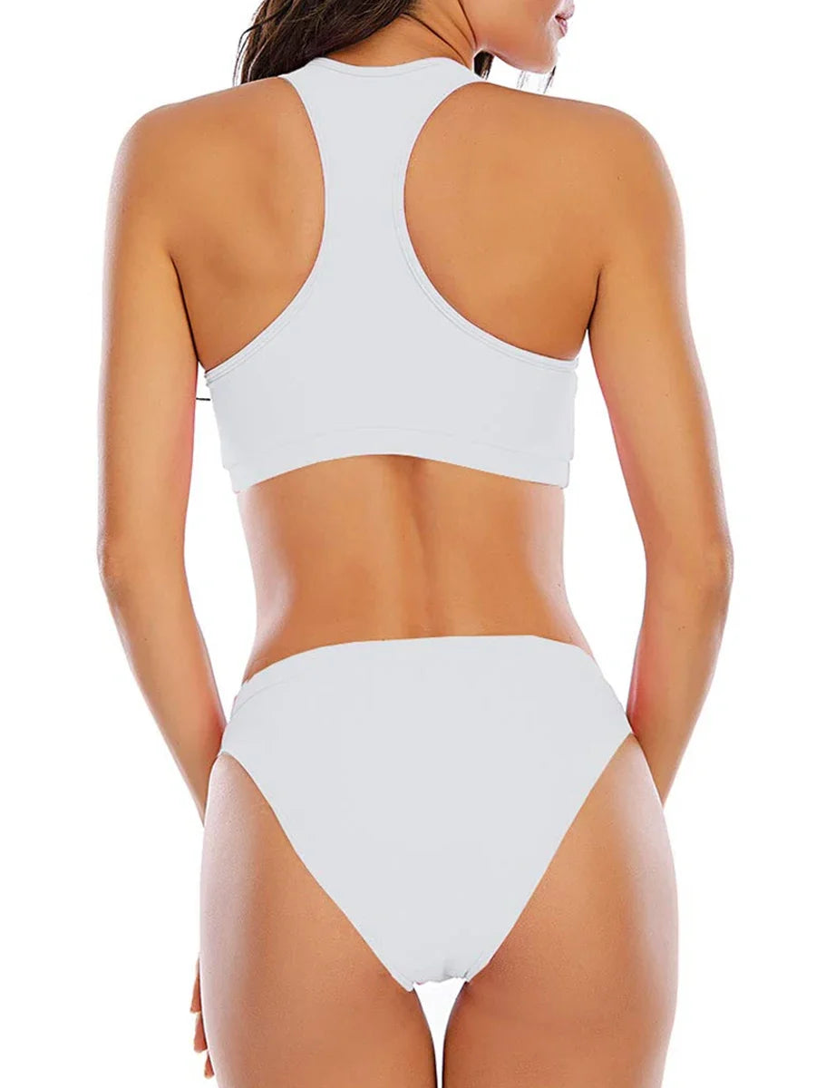 2026 Sporty Bikinis Solid Padded Swimsuit Women Vintage Swimwear Female Bathers Bathing Swimming Swim Suit Beachwear