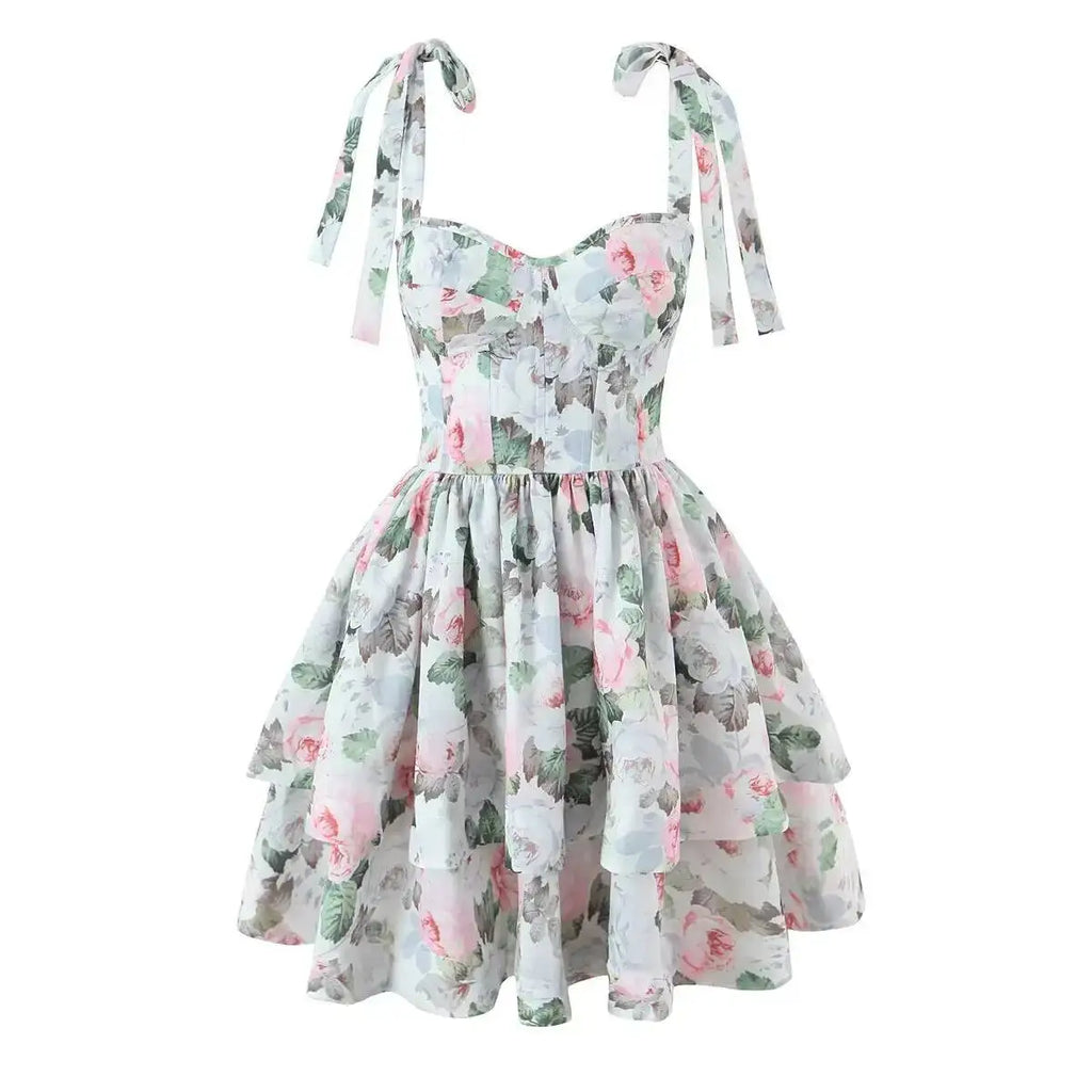 Purely Alluring Printed Strap Dress 2026 Spring Summer New Slim-Fit Fluffy Short Dress For Women Pure Desire Casual Elegant 3XZ9
