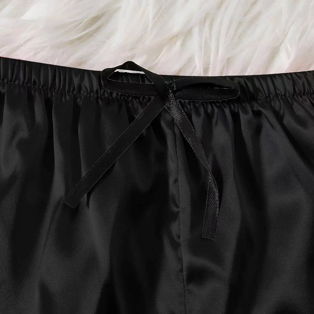 4PCS Women's Long Pajamas Set White Lace Satin Silk Night Lingerie Tops And Shorts Casual Sleepwear Loose Wedding Home Gown