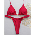XS - L Halter Metal Ring Mini Thong Bikini Female Swimsuit Women Swimwear Bather Bathing Suit Swim Two-pieces Bikini set K8107