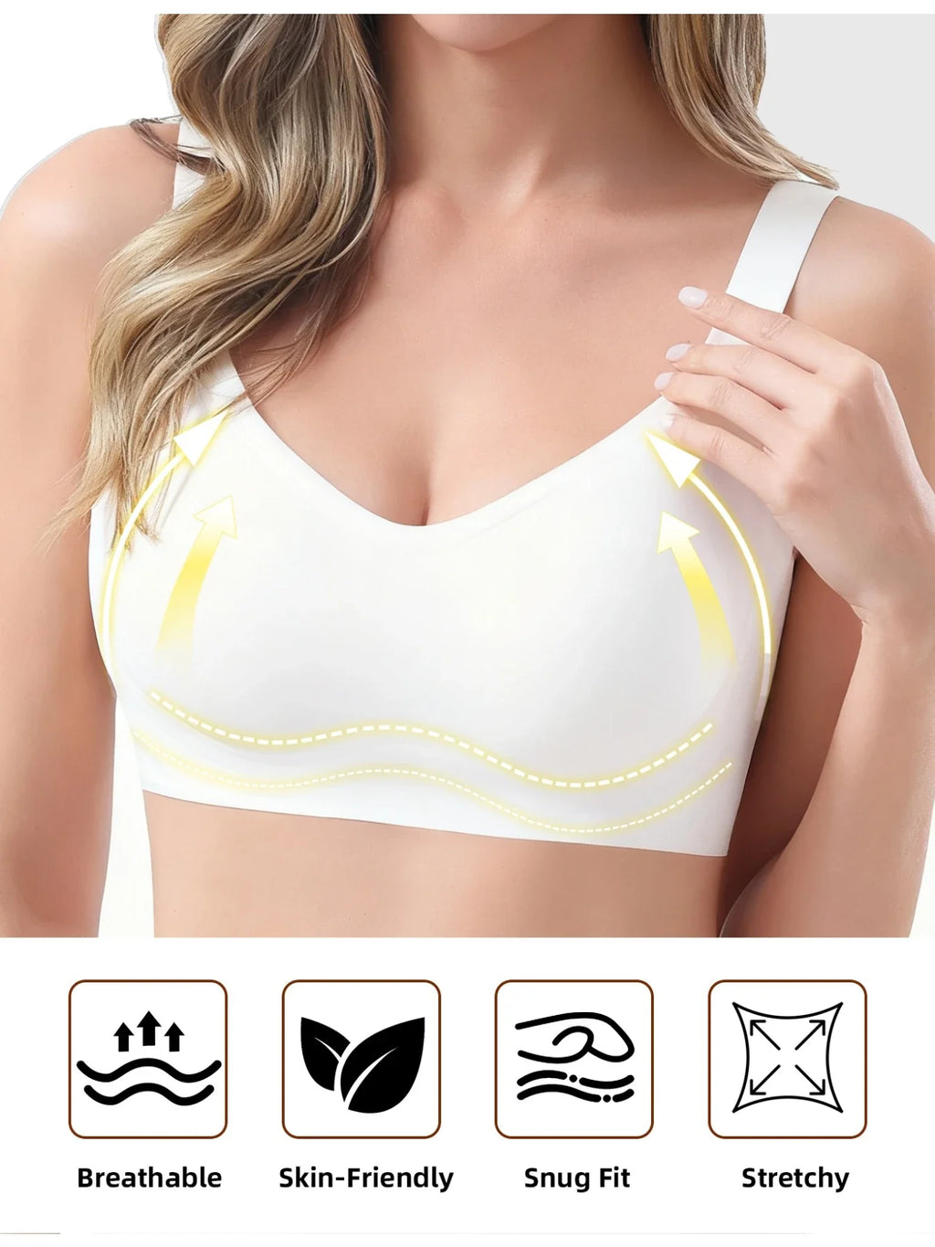 1pc Color Women's Seamless Wireless Sports Bras - Soft Stretchy Push-Up Design Everyday Basic Bras, Removable Padding Lingerie