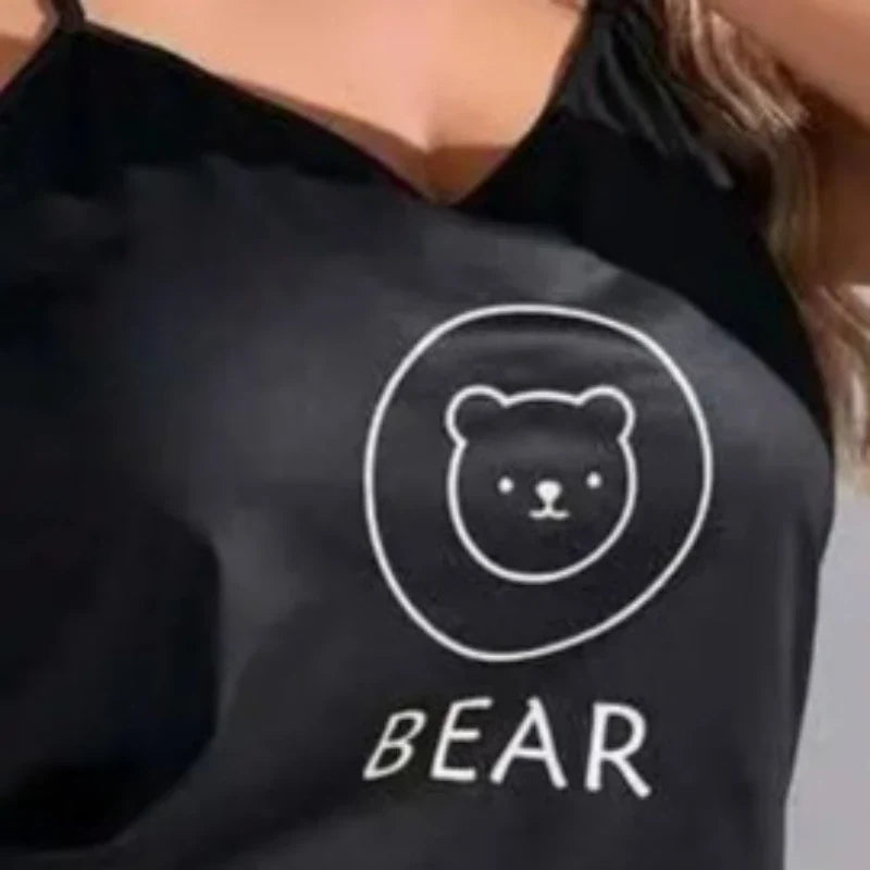 Plus Size Women's Pajamas Set Bear Print Sleeveless Screw Top & Shorts Female 2 Pieces Sleepwear Nightwear Homewear Cloth