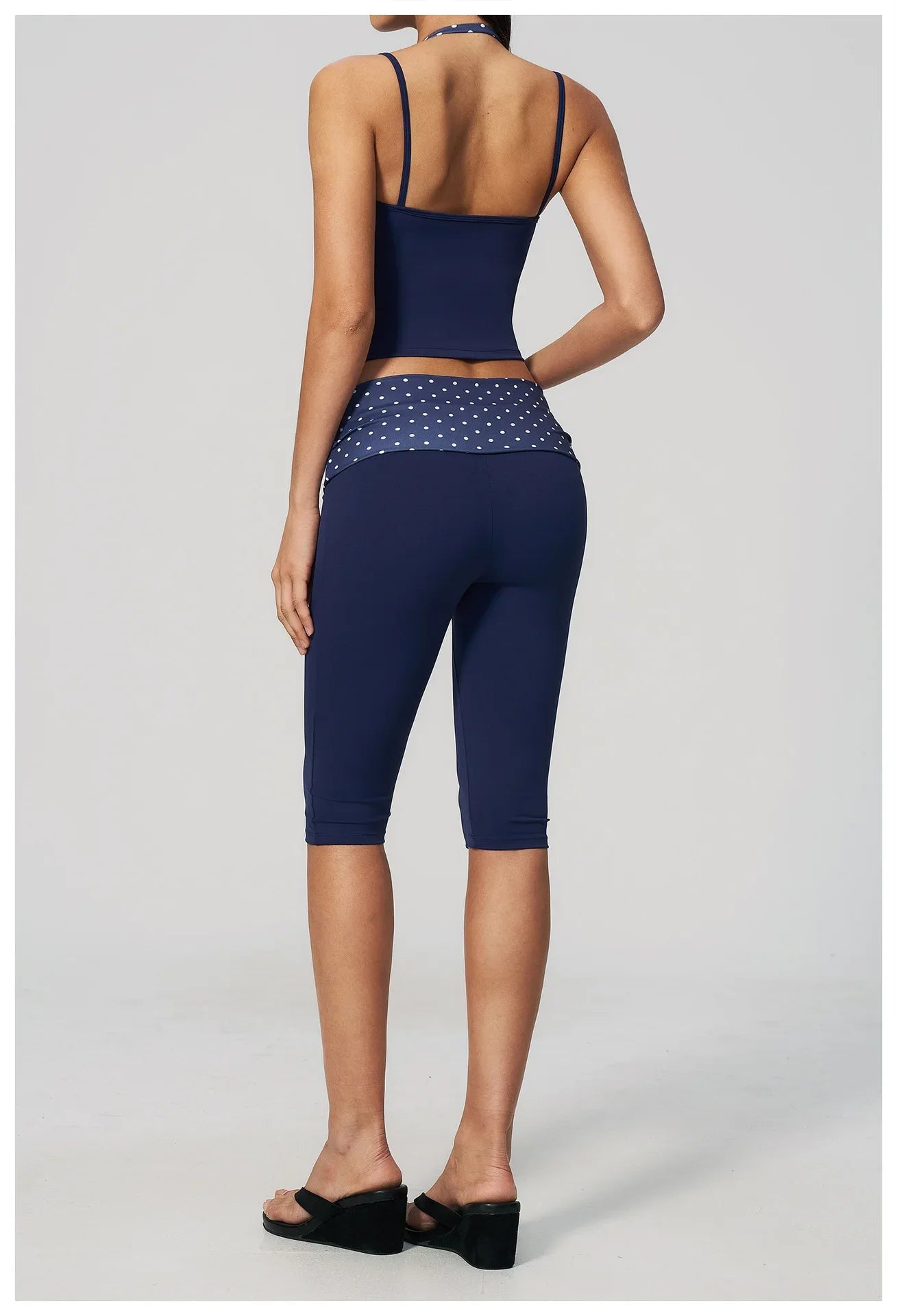 New Fake Two-piece Yoga Sets Women Striped Shock-absorbing Slim Sports Tank Top Fitness Suit Gym High Waist Mid Pants Tracksuit