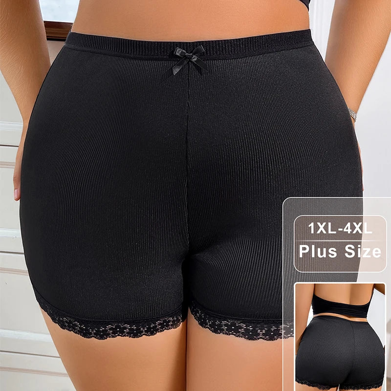 1pcs Plus Size 1XL-4XL Sexy Lace Women Boyshorts Lady Briefs Underwear Breathable Comfortable Black Mid Waist Female Underpants