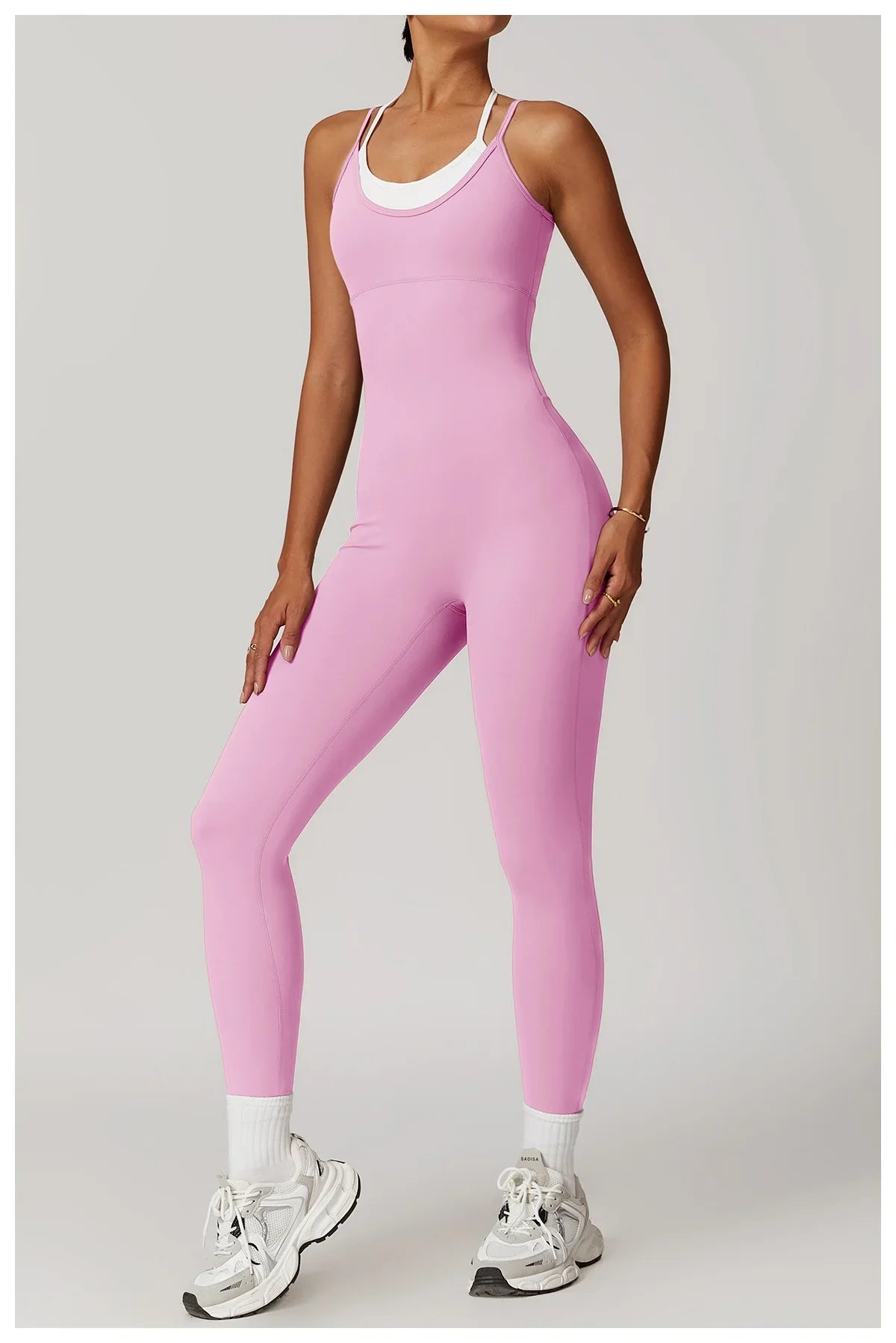 Yoga Jumpsuit Fake two color contrast halter sport jumps Women Push Up Gym Fitness Overalls Sport Outfit Sportswear Clothes 8843