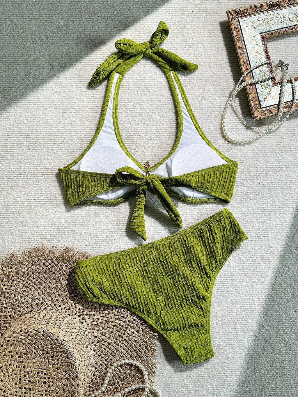Sexy Metal Starfish Bikini Set 2026 Women Green Brown Push Up Bra High Waist Swimsuit Bathing Suit Vacation Two Piece Swimwear