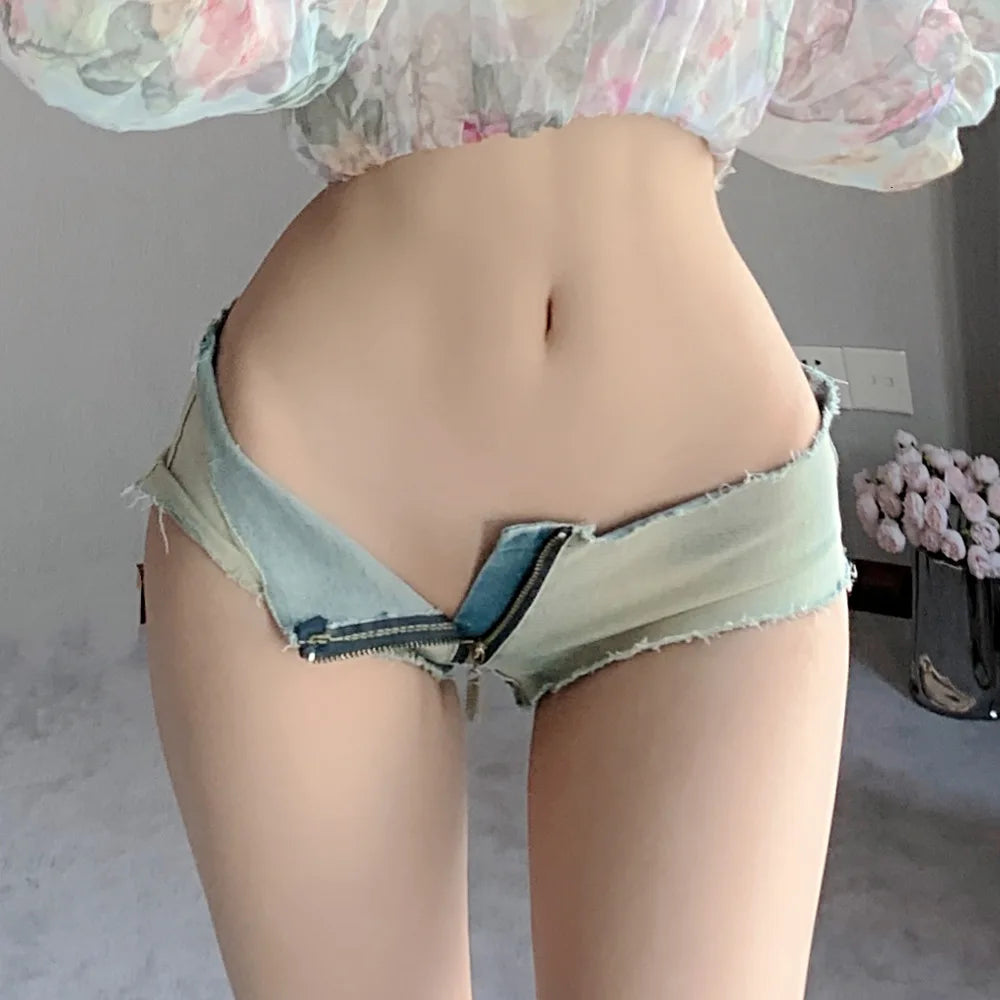 Summer Sexy Hotpants Women's Elastic Low Waist Denim Shorts Female Streetwear Club Bra Sexy Mini Jean Hot Pants Charming 13O1