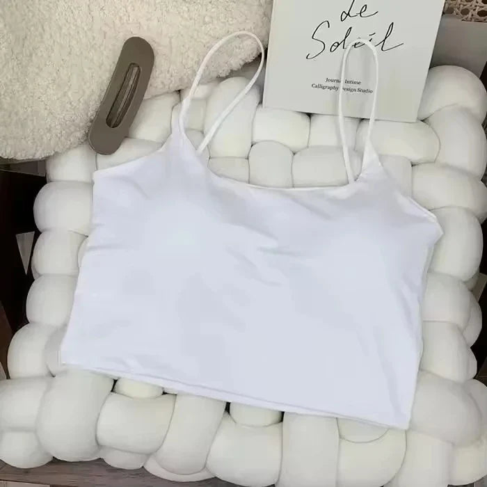 Summer Bra Top Sexy Women Ice Silk Crop Top Seamless Tube Tops Camisole Underwear Korean Fashion Solid Padded Bralette Vest