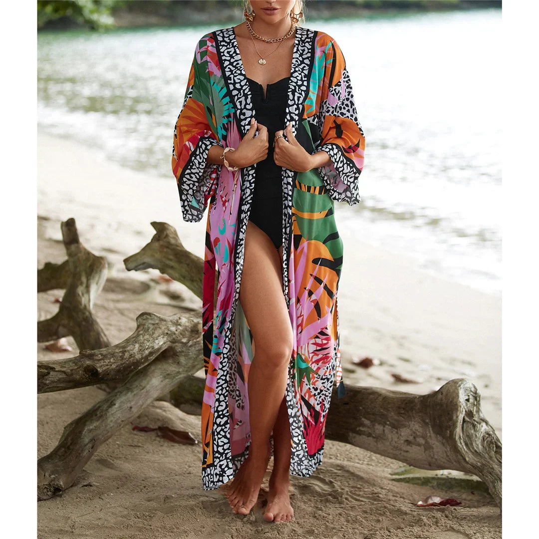 13 Colors Printed With Belt Crochet Knitted Tunic Beach Cover Up Cover-ups Beach Dress Beach Wear Beachwear Female Women K7201