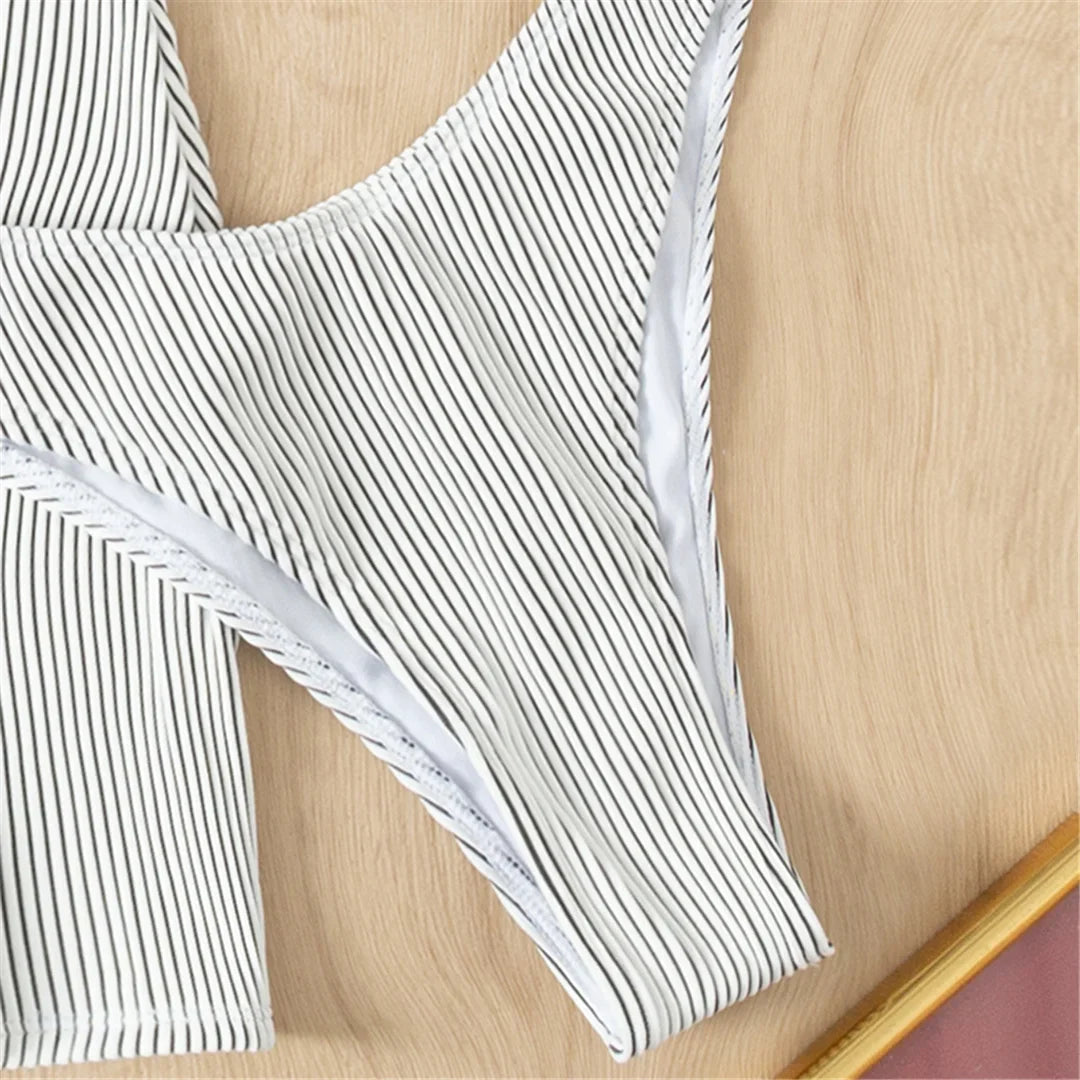 S - XL New With Skirt Ribbed Halter Bikini Female Swimsuit Women Swimwear Three-pieces Bikini set Bather Bathing Suit Swim V4351