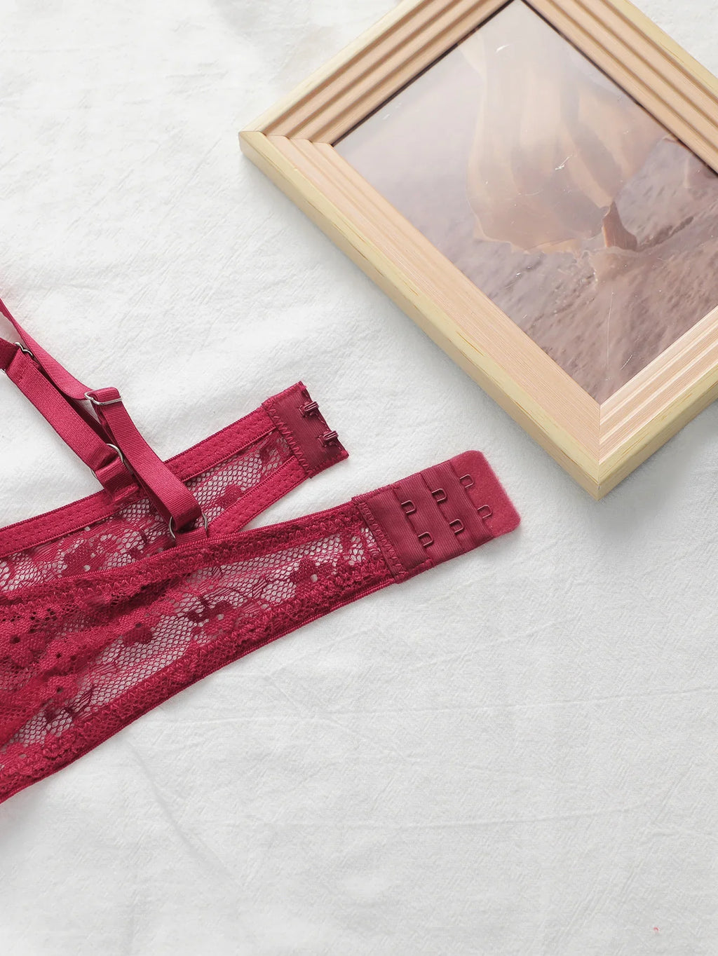 charming French Style Lace Lingerie Set - ultra-thin red lace Bra & Thong Sexy ultra-thin Underwear, Ideal Gift for Her YS2451