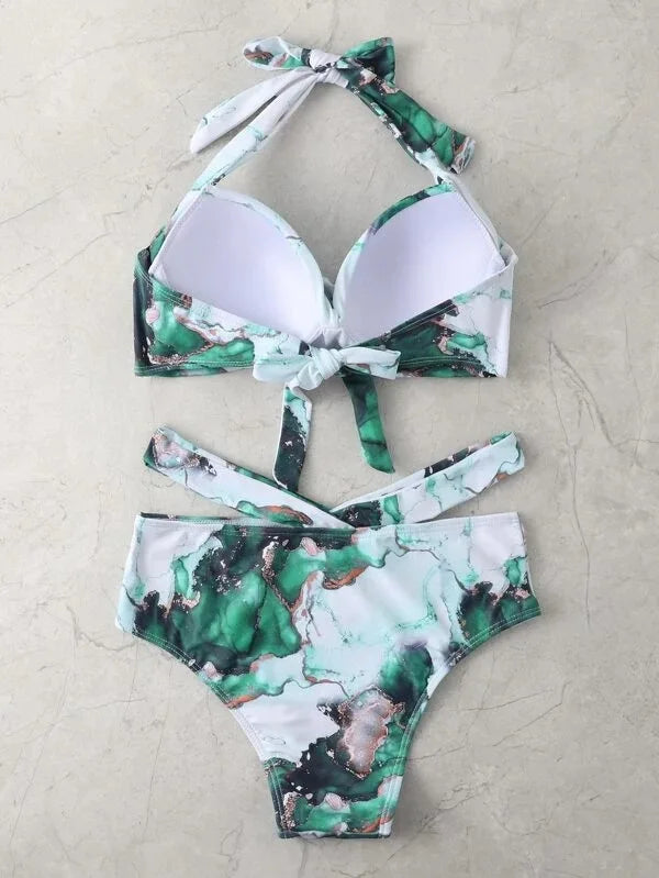 Sexy Push Up Bikinis 2026 Women High Waist Swimsuit Solid Halter Swimwear Female Bathing Suit Swimming Summer Beachwear XXL