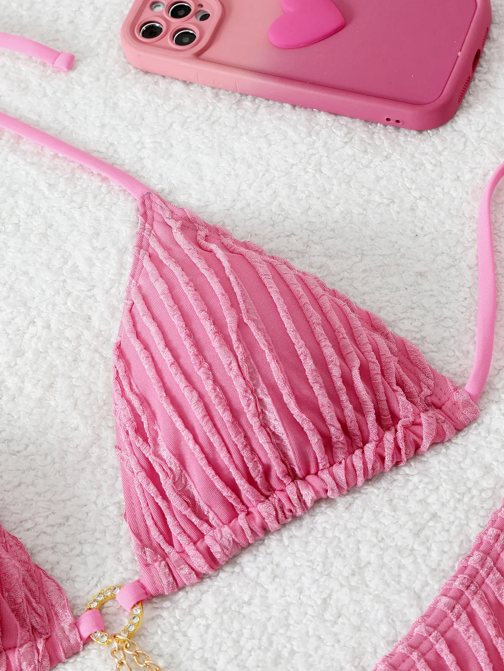 Triangle Halter String Bikinis 2026 Women Sexy Swimsuit Solid Ring Linked Swimwear Female Bathers Bathing Swimming Swim Suit