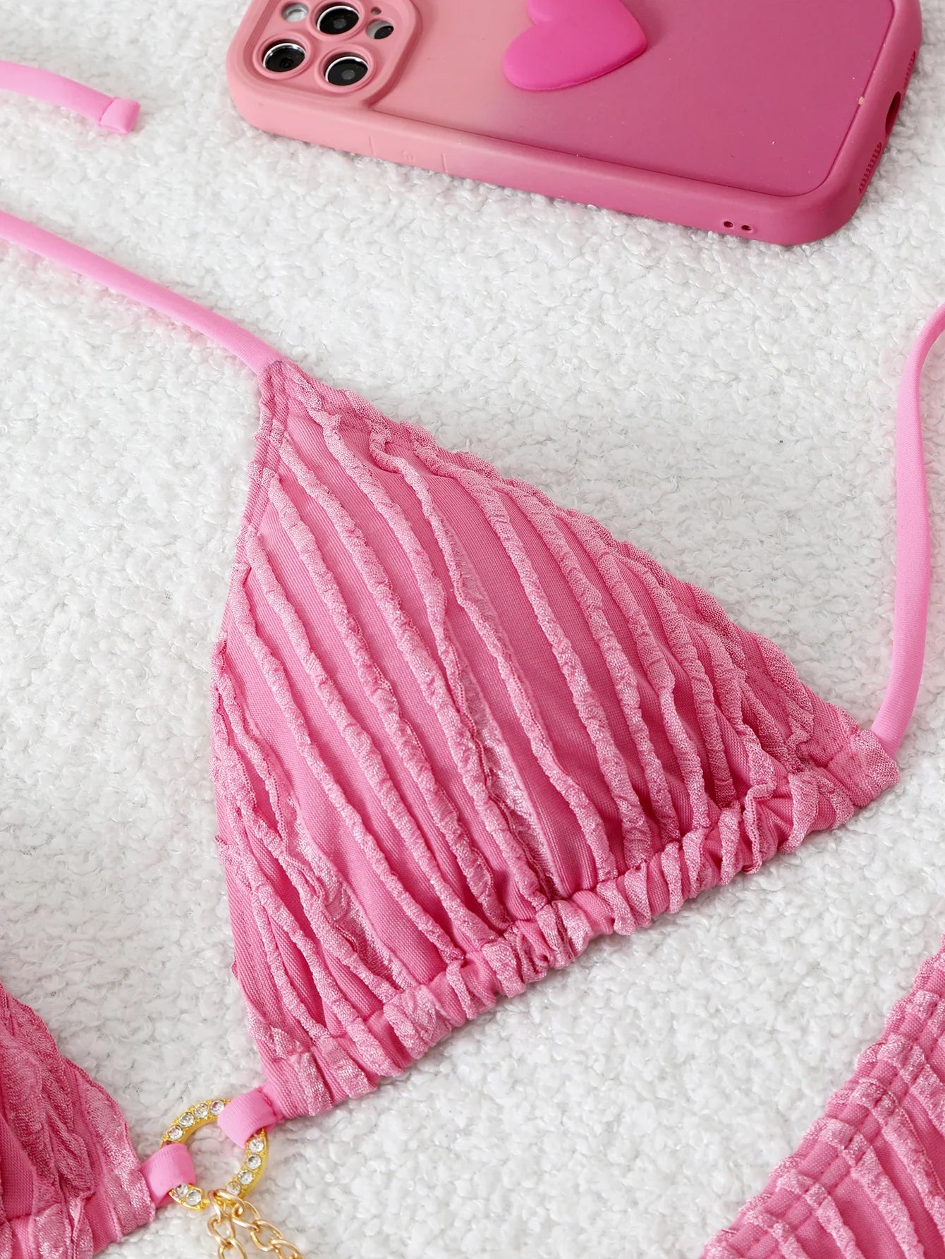 Triangle Halter String Bikinis 2026 Women Sexy Swimsuit Solid Ring Linked Swimwear Female Bathers Bathing Swimming Swim Suit