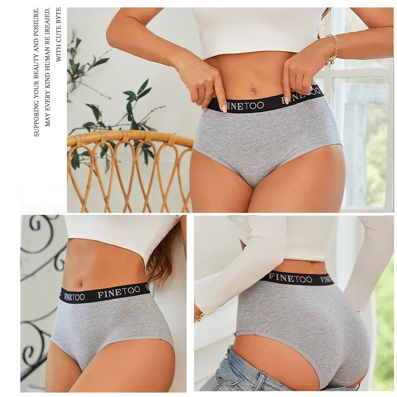 Finetoo 3Pcs Women's Seamless Cotton Briefs Women Plus SizePanties Breathable Underwear Female Low Waist Soft Lingerie S-XXL