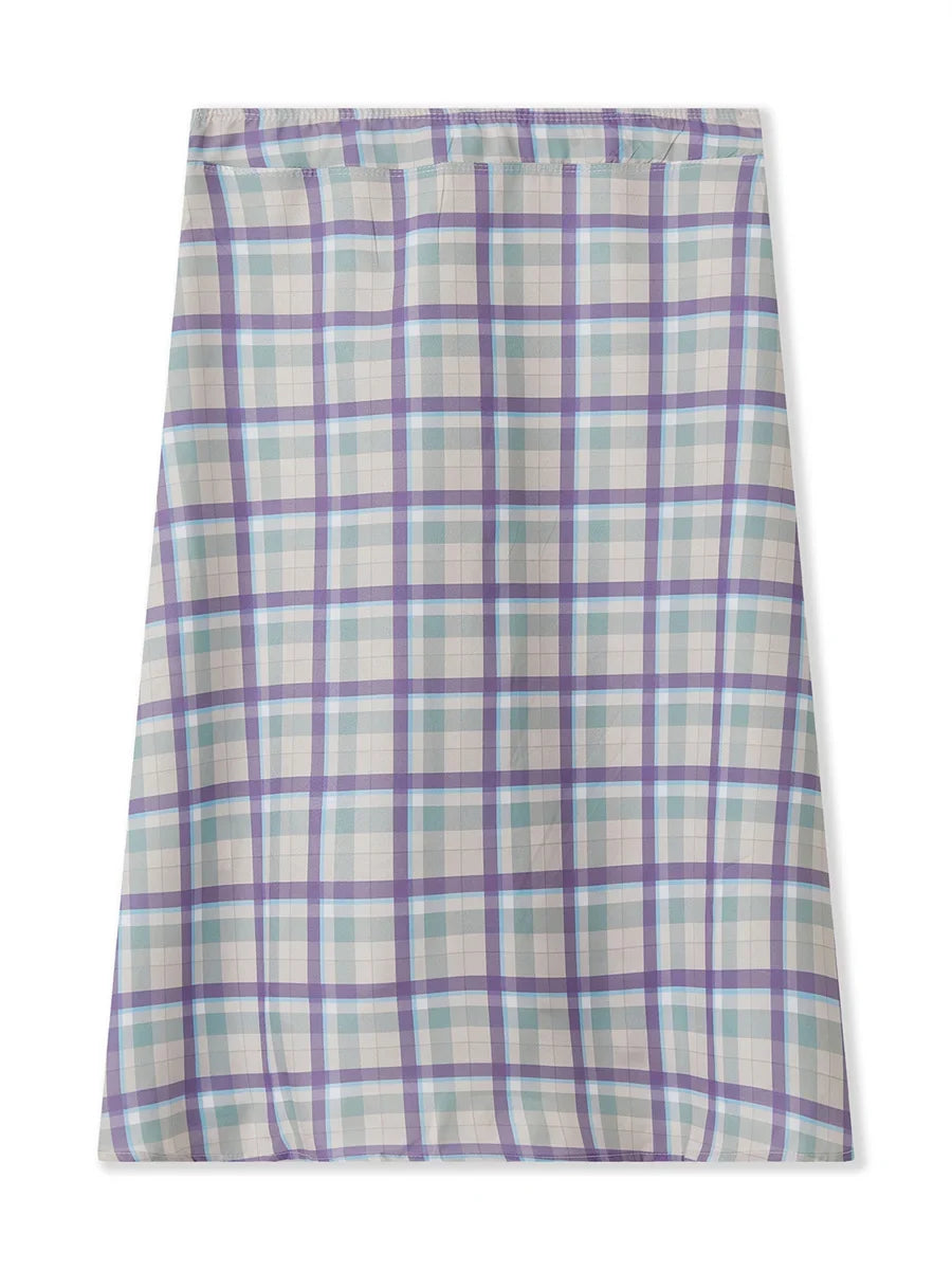 Summer Solid/Stripe/Plaid Midi Skirts for Women Casual Elegant A-Line Skirt for Beach Vacation Streetwear