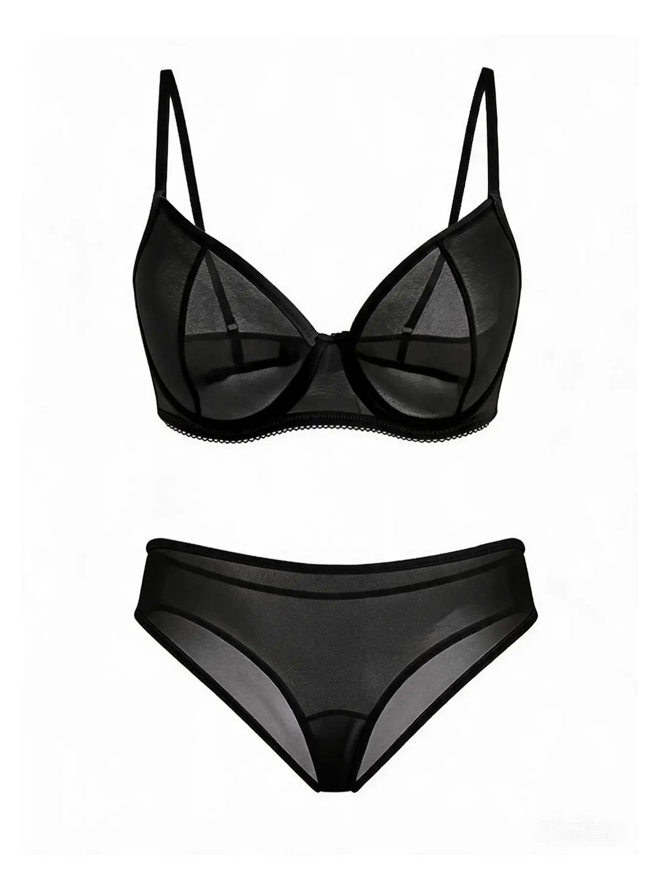 Sexy Ultra-Thin Fully Transparent Alluring Lingerie with Underwire, No Padding, Beautiful Back Bra, Hot Girl Push-Up Bra Set