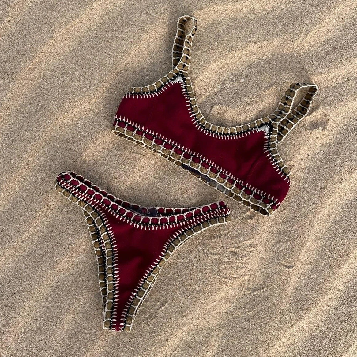 Crochet Bikini 2025 Bandeau Biquini Women Sexy Swimsuit Female Push Up Swimwear Solid Patchwork Bathing Suit Handhook Beachwear