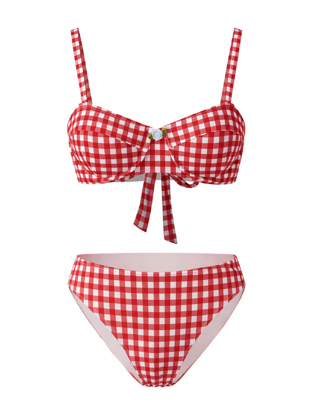 2026 Trendy Swimwear – Chic Red & White Plaid Bikini with Feminine Charm Perfect for Beach Wear and Pool Parties Summer Getaway