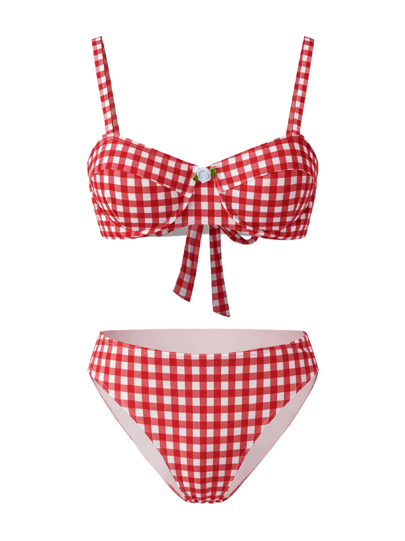 2026 Trendy Swimwear – Chic Red & White Plaid Bikini with Feminine Charm Perfect for Beach Wear and Pool Parties Summer Getaway