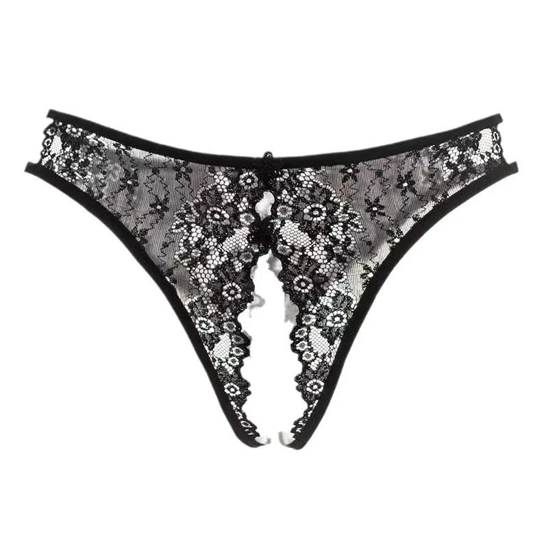 2024 Embroidered Low Waist Female Underwear Exotic Triangle Crotchless Women Panties Porno Romance Thong Open Seduction G-string