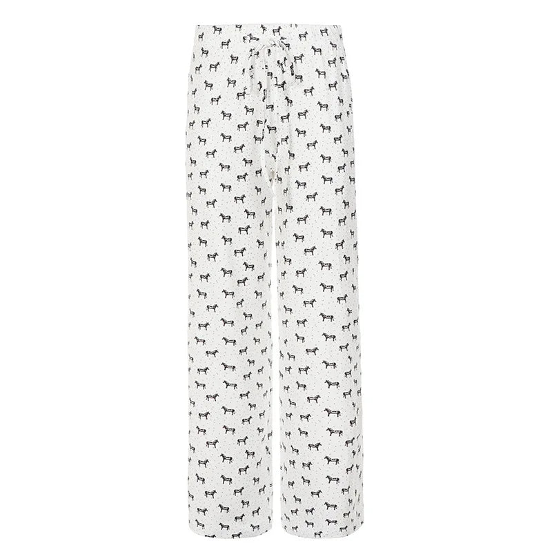 Women's lazy style home casual pants low-waisted straight loose knitted trousers