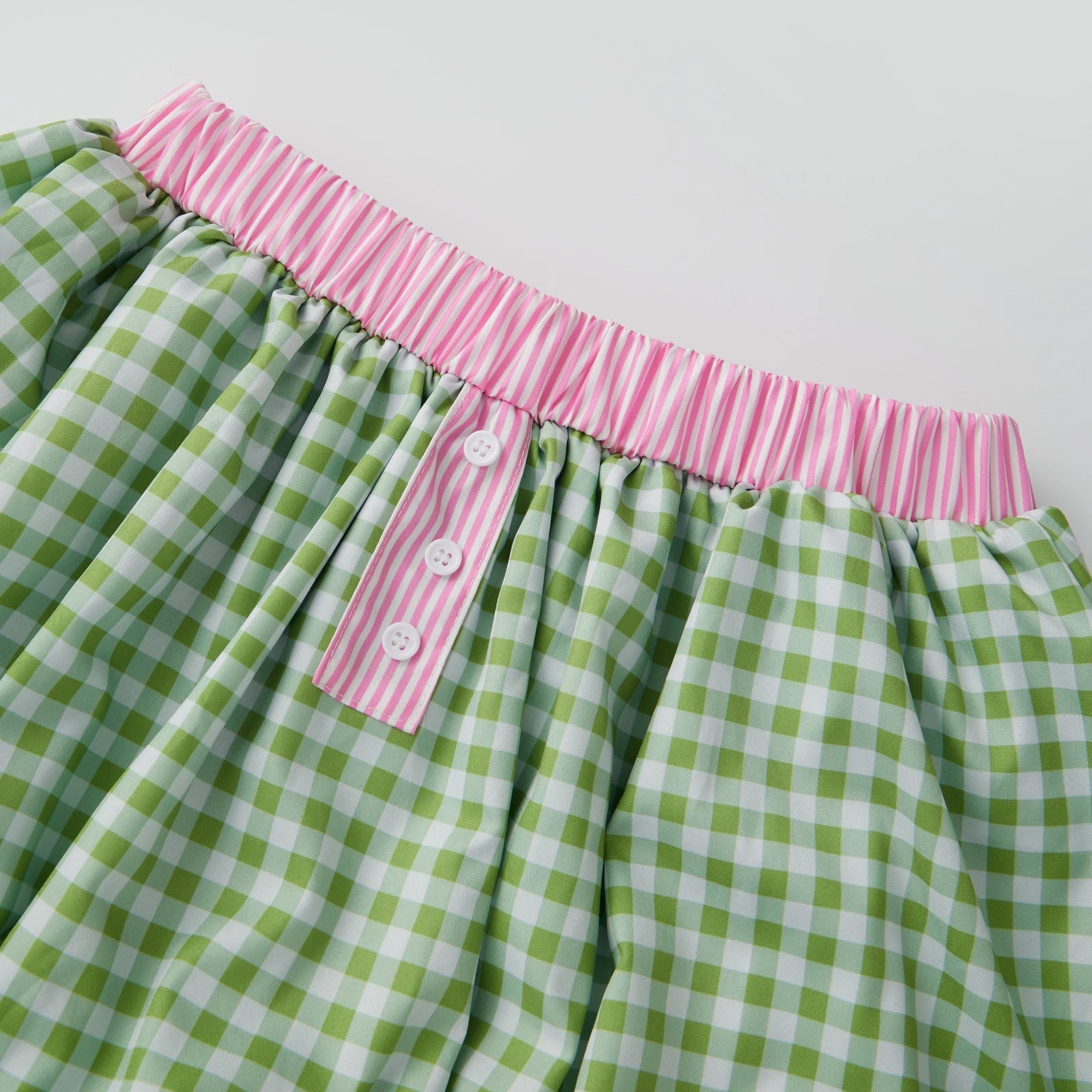 Women's Summer Mini Skirts Elastic Band Bubble Plaid Print Skirt for Daily, Travel, Parties
