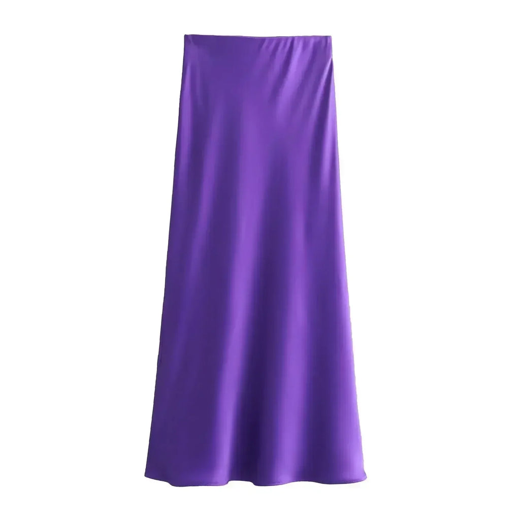 Foridol Autumn Winter Burgundy Satin Skirt Women Party Silk Skirt High Waist Straight Long Faldas Mujer Christmas Skirt