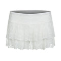 Y2k Women Lace Mini Skirt Ruffle Low Waist Double Layer Short A Line Skirts Fairycore Layered Korean Summer Skirts Streetwear