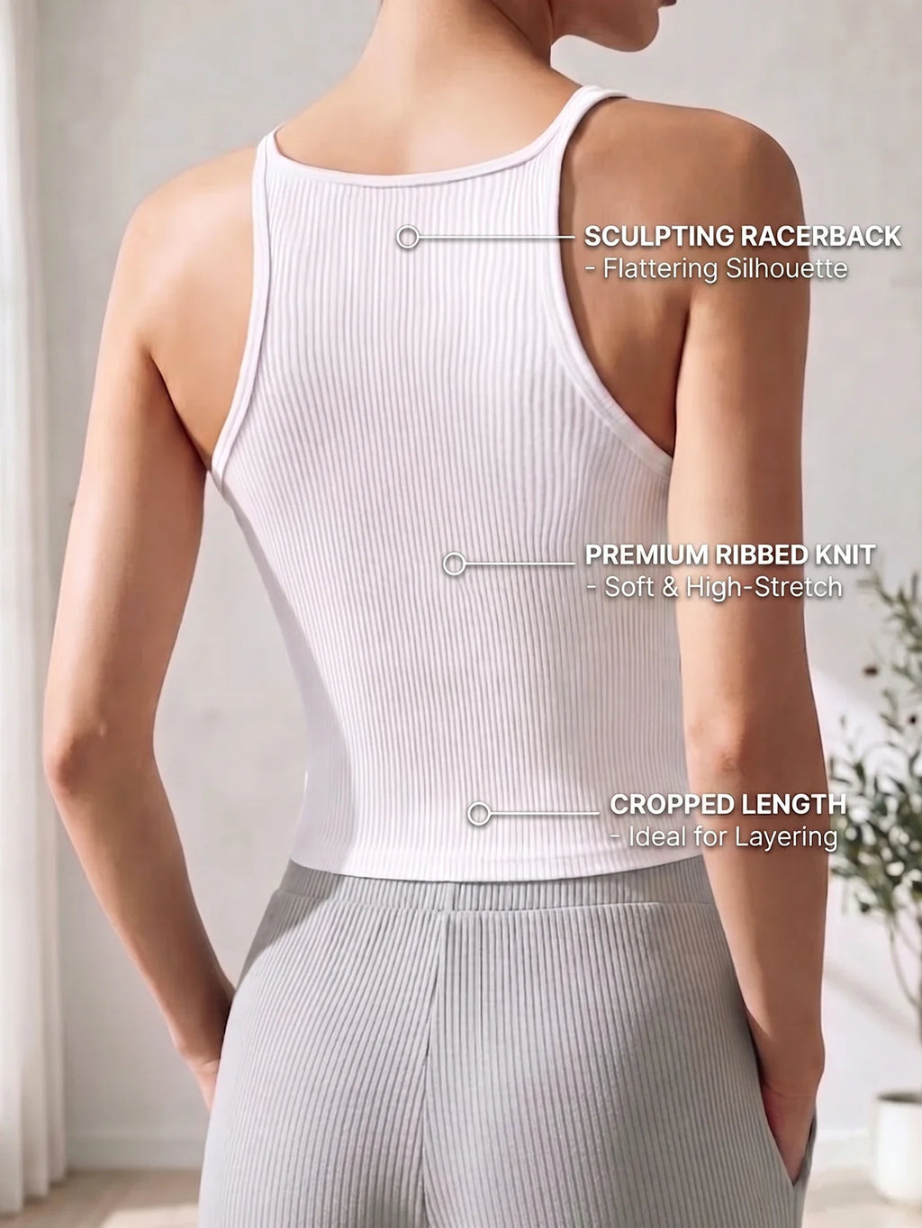 Racerback Tank Top for Women Sleeveless Ribbed Padded Camisole Summer Casual Sports Top Vest