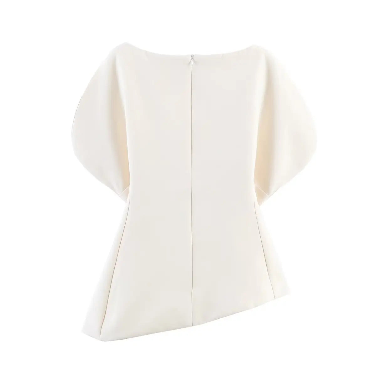 Women's Fashionable Elegant Versatile Puff Sleeve Top Women Boat Neck Puff Sleeve Hem Blouse Solid Color Slim Fit Top ASH4